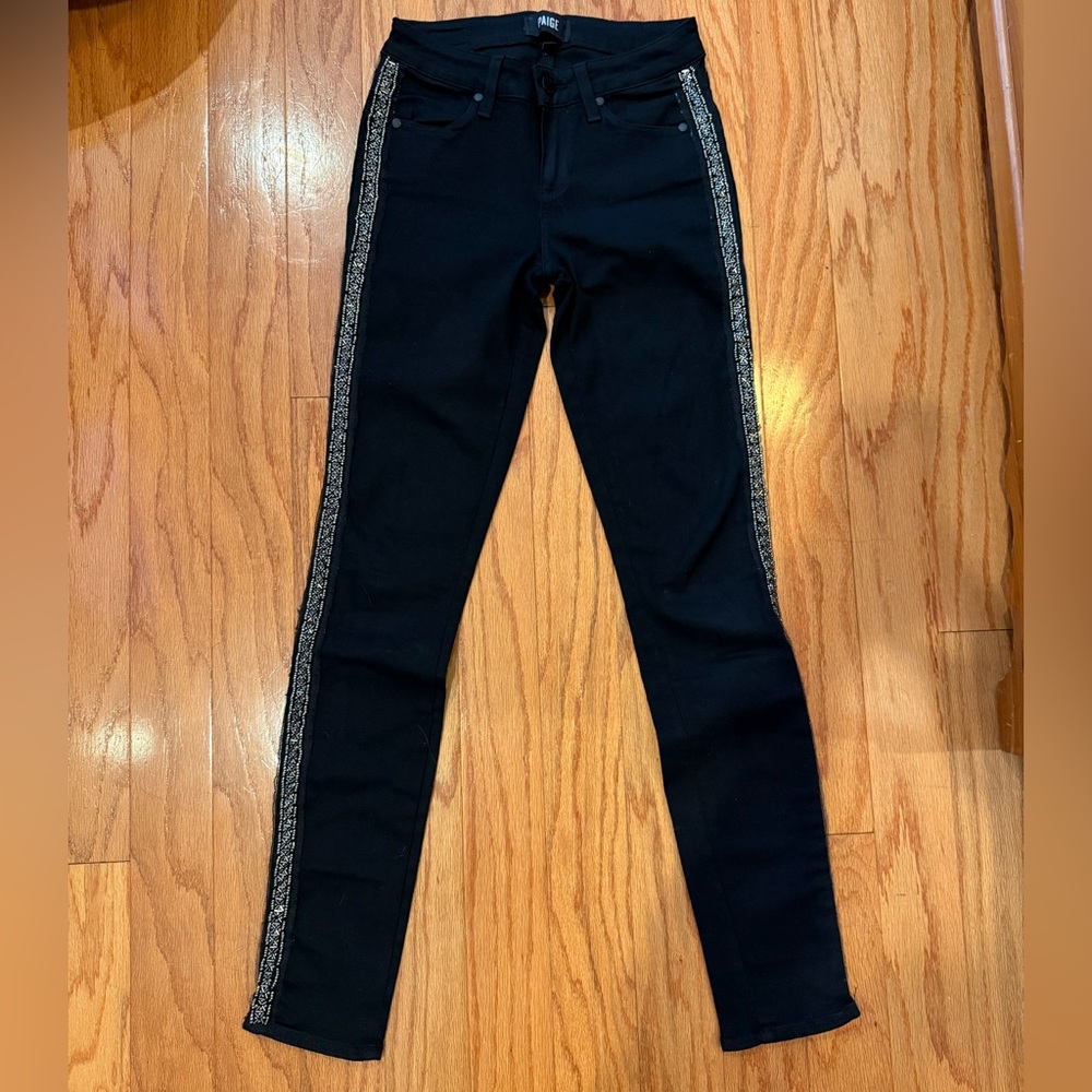 Paige Black Jeans w/beaded mesh embellishment Size 26